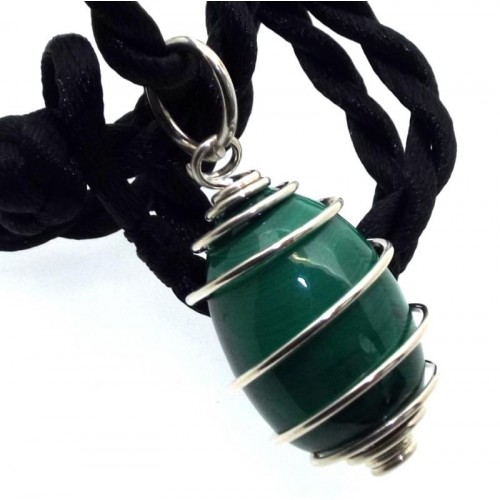 Malachite Medium Gemstone Egg Spiral Pendant